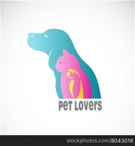 Vector image of an dog cat and bird on white background. / Vector pets for your design.