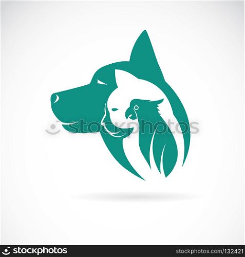 Vector image of an dog cat and bird on white background. Animal design