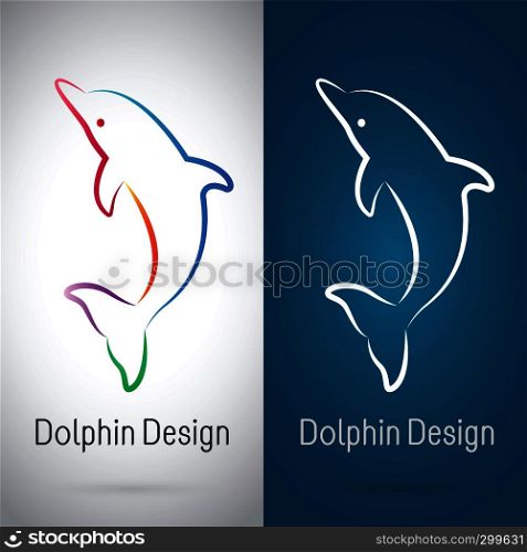 Vector image of an dolphin design on white background and blue background, Logo, Symbol