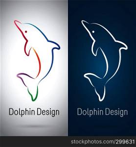Vector image of an dolphin design on white background and blue background, Logo, Symbol