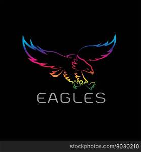 Vector image of an eagles design on black background.