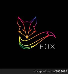 Vector image of an fox design on black background