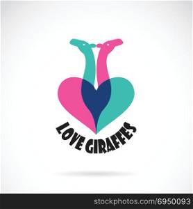 Vector image of an giraffe in the form of heart on white background
