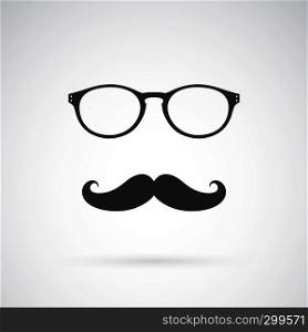 Vector image of an glasses and mustache on white background
