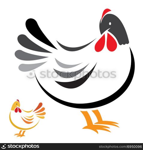 Vector image of an hen on white background