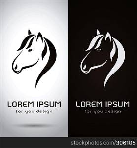 Vector image of an horse design on white background and brown background, Logo, Symbol