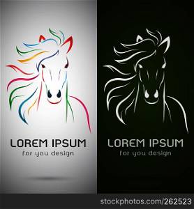 Vector image of an horse design on white background and green background, Logo, Symbol