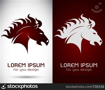 Vector image of an horse design on white background and red background, Logo, Symbol