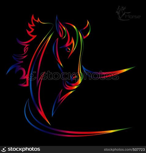 Vector image of an horse on black background