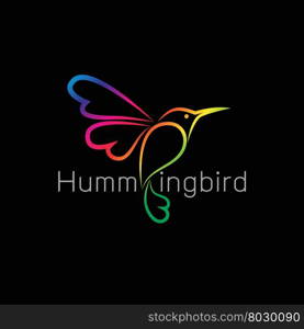 Vector image of an hummingbird design on black background
