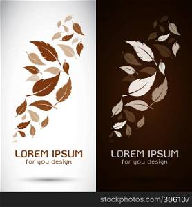 Vector image of an leaves design on white background and brown background, Logo, Symbol
