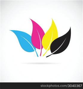 Vector image of an leaves in cmyk colors . Vector image of an leaves in cmyk colors on white background