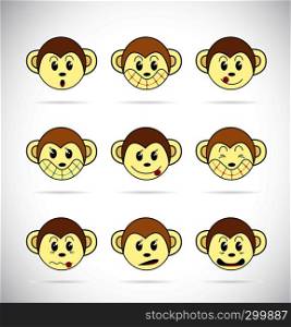 Vector image of an monkey face on white background