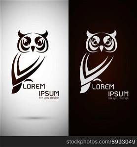 Vector image of an owl design on white background and brown background, Logo, Symbol