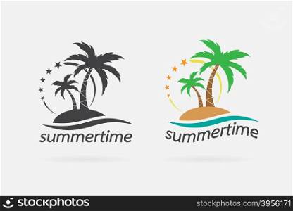 Vector image of an palm tropical tree icon on white background. Summer time design