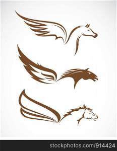 Vector image of an pegasus winged horses on white background