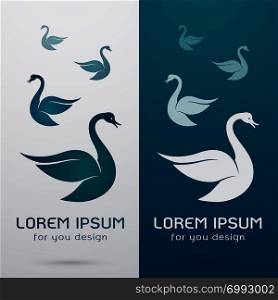 Vector image of an swan design on white background and blue background, Logo, Symbol