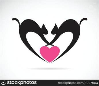 Vector image of cat on a heart shape