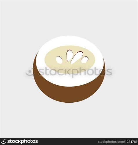 Vector image of coconut in a cut on a white background