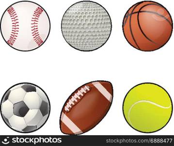 Vector image of collection of Ball icons