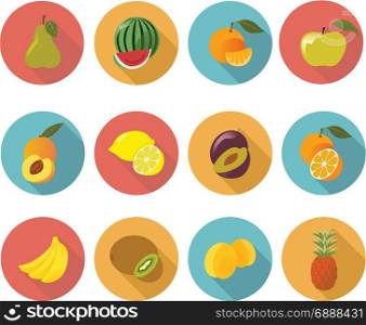 Vector image of collection of fruit icons