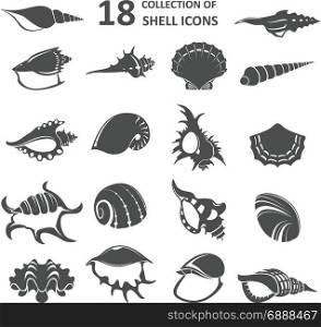 Vector image of collection of shell icons