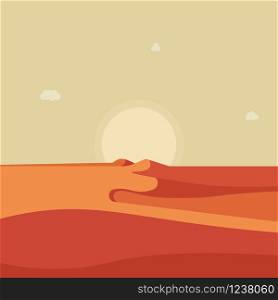 vector image of desert in the afternoon under the scorching sun