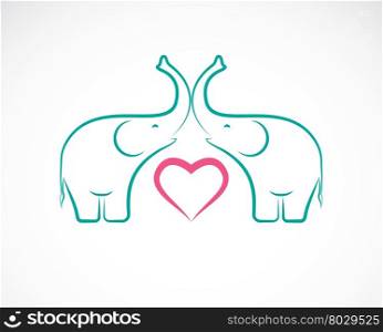 Vector image of elephant and heart on white background, Elephant Icon Logo, Elephant Design.