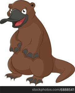 Vector image of funny cartoon animal platypus