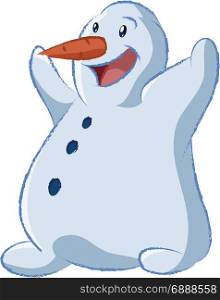 Vector image of funny cheerful bright snowman