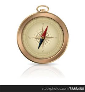 Vector image of gold shiny metalic Compass