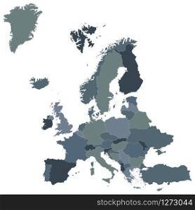 vector image of gray map of Europe with borders
