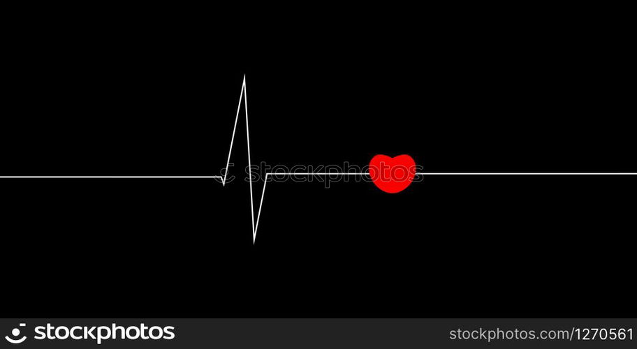 vector image of heartbeat line on black background