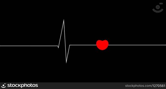 vector image of heartbeat line on black background