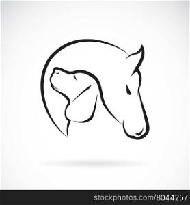 Vector image of horse and dog on white background