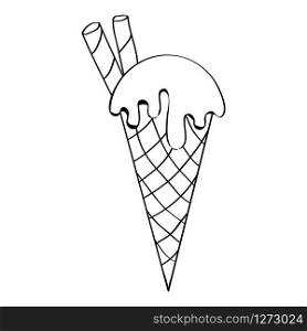 Vector image of ice cream in outlines