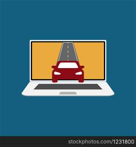 vector image of laptop with car journeys