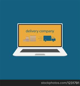 vector image of laptop with company delivery profile