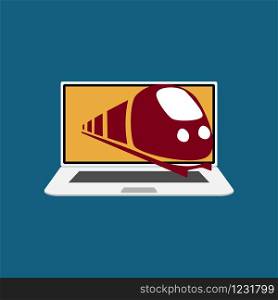vector image of notebook with travel by train