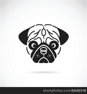 Vector image of pug&rsquo;s face on white background