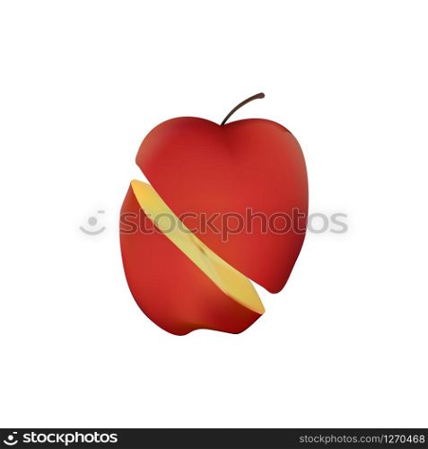 vector image of realistic red apple in section