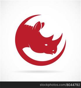 Vector image of rhino head on white background. Vector rhino for your design.
