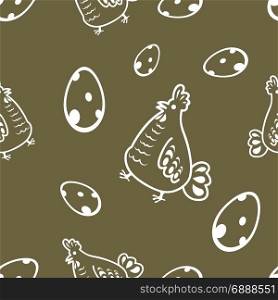 Vector image of seamless chicken brown pattern