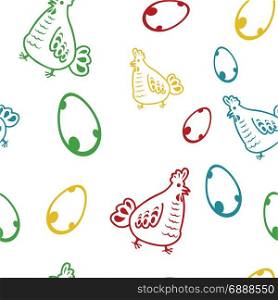 Vector image of seamless chicken color pattern