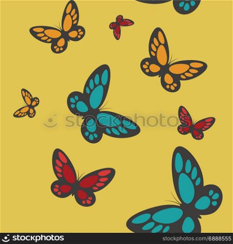 Vector image of seamless pattern with butterflies