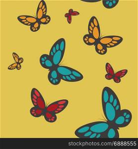 Vector image of seamless pattern with butterflies