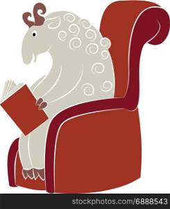 Vector image of sitting sheep with the book