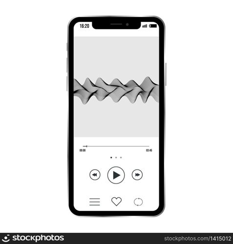 vector image of smartphone with example of music player