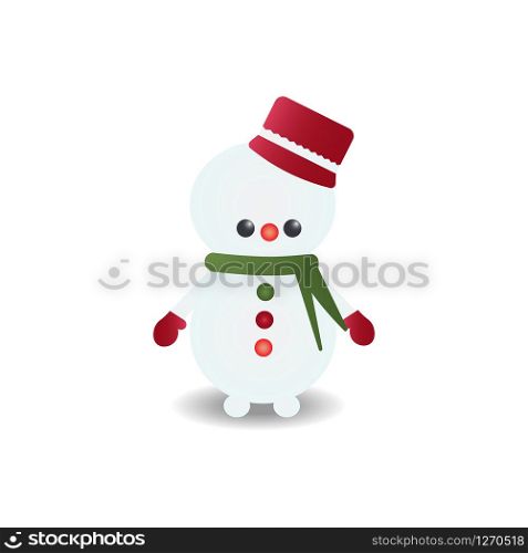 vector image of snowman with hat, scarf and mittens