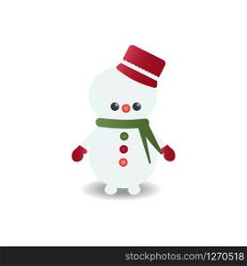 vector image of snowman with hat, scarf and mittens